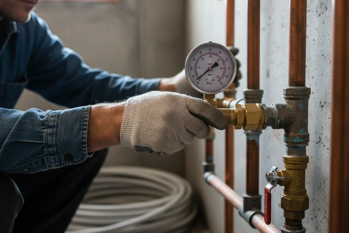 Pressure testing a repaired line during Water Line Repair in Nebo